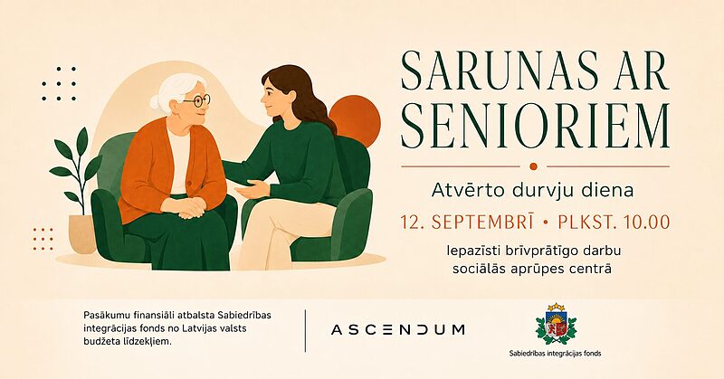 Sarunas ar senioriem! Atvērto durvju diena 12. septembrī plkst. 10:00